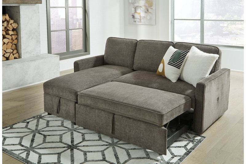 Kerle Charcoal LAF Sleeper Sofa Chaise - Gate FurnitureSleeper Sectional