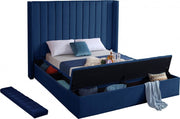 Kiki Velvet Queen Bed (3 Boxes) Blue - Gate FurnitureQueen Bed