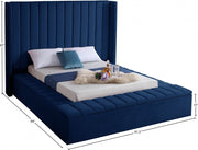 Kiki Velvet Queen Bed (3 Boxes) Blue - Gate FurnitureQueen Bed