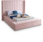 Kiki Velvet Queen Bed (3 Boxes) Pink - Gate FurnitureQueen Bed