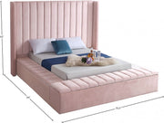 Kiki Velvet Queen Bed (3 Boxes) Pink - Gate FurnitureQueen Bed