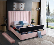 Kiki Velvet Queen Bed (3 Boxes) Pink - Gate FurnitureQueen Bed