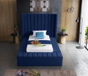 Kiki Velvet Twin Bed (3 Boxes) Blue - Gate FurnitureTwin Bed