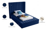 Kiki Velvet Twin Bed (3 Boxes) Blue - Gate FurnitureTwin Bed