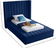 Kiki Velvet Twin Bed (3 Boxes) Blue - Gate FurnitureTwin Bed