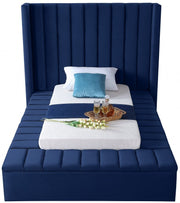 Kiki Velvet Twin Bed (3 Boxes) Blue - Gate FurnitureTwin Bed