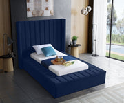 Kiki Velvet Twin Bed (3 Boxes) Blue - Gate FurnitureTwin Bed