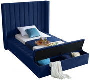 Kiki Velvet Twin Bed (3 Boxes) Blue - Gate FurnitureTwin Bed