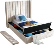 Kiki Velvet Twin Bed (3 Boxes) Cream - Gate FurnitureTwin Bed