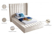 Kiki Velvet Twin Bed (3 Boxes) Cream - Gate FurnitureTwin Bed