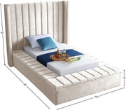 Kiki Velvet Twin Bed (3 Boxes) Cream - Gate FurnitureTwin Bed