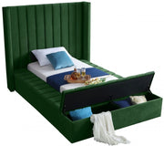 Kiki Velvet Twin Bed (3 Boxes) Green - Gate FurnitureTwin Bed