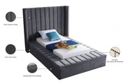 Kiki Velvet Twin Bed (3 Boxes) Grey - Gate FurnitureTwin Bed