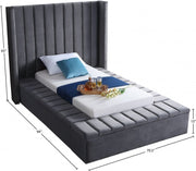 Kiki Velvet Twin Bed (3 Boxes) Grey - Gate FurnitureTwin Bed