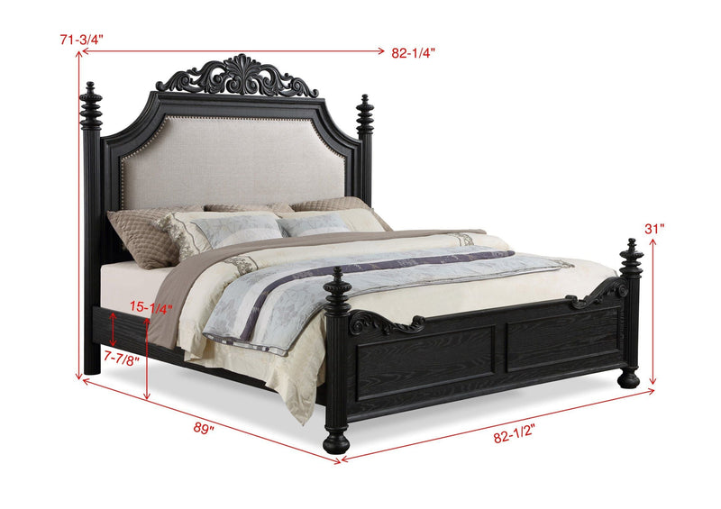 Kingsbury Espresso King Upholstered Panel Bed - Gate FurnitureKing Bed