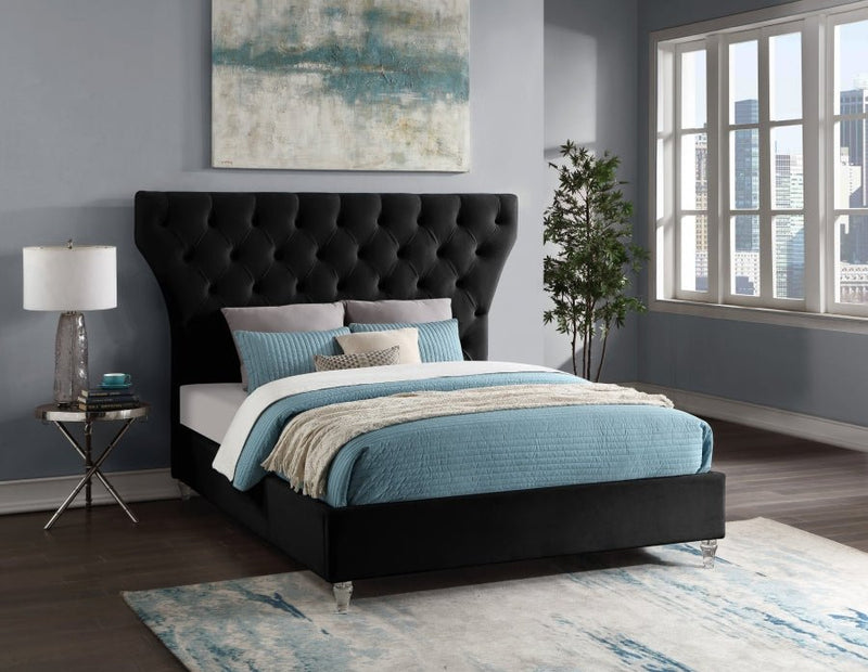Kira Velvet King Bed Black - Gate FurnitureKing Bed
