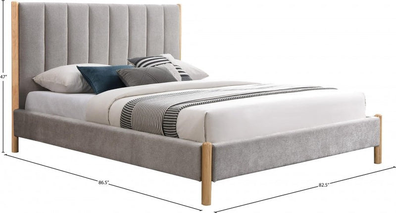 Kona Fabric King Bed Grey - Gate FurnitureKing Bed