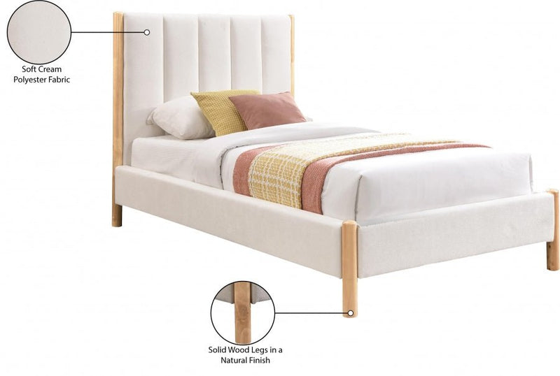 Kona Fabric Twin Bed Cream - Gate FurnitureTwin Bed