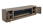 Krystanza Weathered Gray TV Stand with Electric Fireplace - Gate FurnitureTV Stand