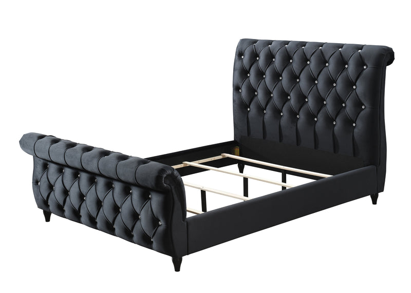 Kyrie Black King Upholstered Bed - Gate FurnitureKing Bed