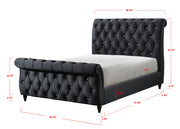 Kyrie Black King Upholstered Bed - Gate FurnitureKing Bed