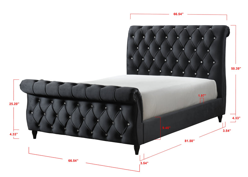 Kyrie Black King Upholstered Bed - Gate FurnitureKing Bed