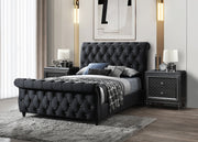 Kyrie Black King Upholstered Bed - Gate FurnitureKing Bed
