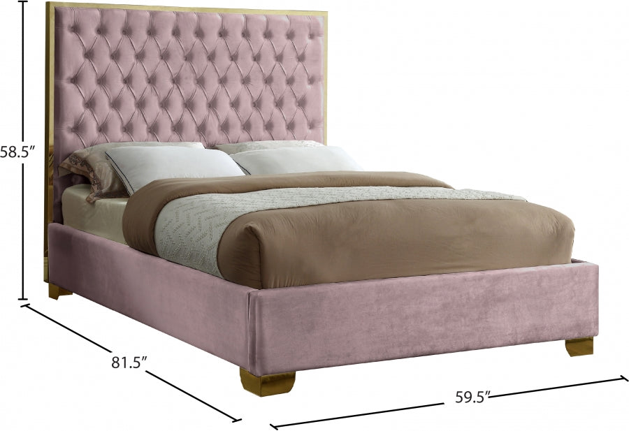 Lana Velvet Full Bed Pink - LanaPink-F