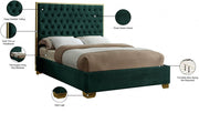 Lana Velvet King Bed Green - Gate FurnitureKing Bed