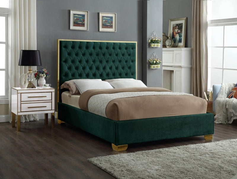 Lana Velvet King Bed Green - Gate FurnitureKing Bed