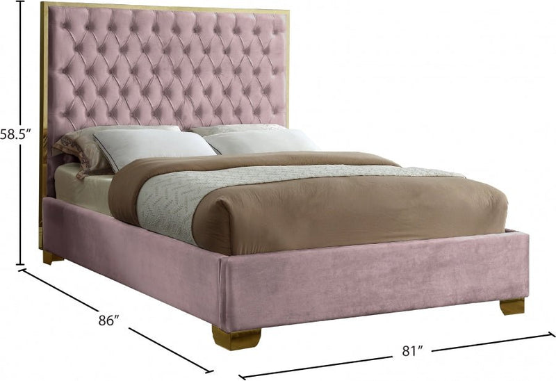 Lana Velvet King Bed Pink - Gate FurnitureKing Bed