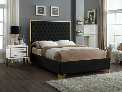 Lana Velvet Queen Bed Black - Gate FurnitureQueen Bed