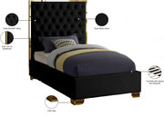 Lana Velvet Twin Bed Black - Gate FurnitureTwin Bed
