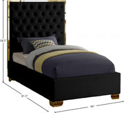 Lana Velvet Twin Bed Black - Gate FurnitureTwin Bed