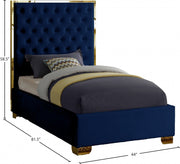 Lana Velvet Twin Bed Blue - Gate FurnitureTwin Bed