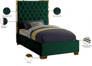 Lana Velvet Twin Bed Green - Gate FurnitureTwin Bed