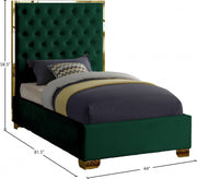 Lana Velvet Twin Bed Green - Gate FurnitureTwin Bed