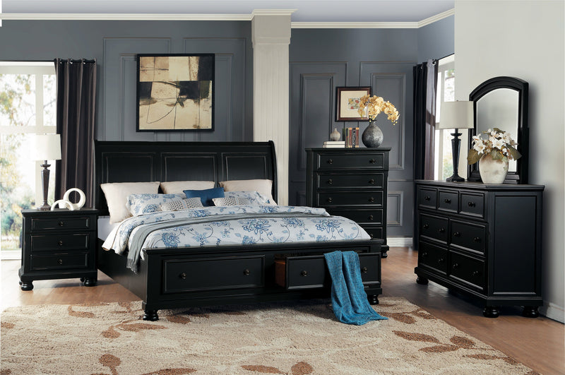 Laurelin Black Sleigh Storage Platform Bedroom Set - Gate FurnitureBedroom Set