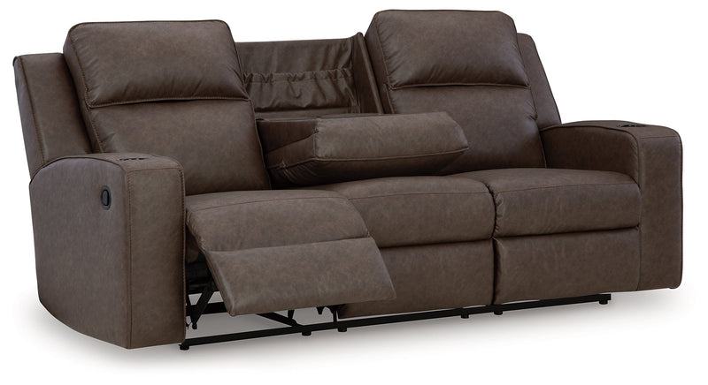 Lavenhorne Reclining Sofa with Drop Down Table - Gate FurnitureReclining Sofa