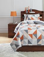 Layne Gray/Orange 2-Piece Twin Coverlet Set - Q408001T - Gate Furniture