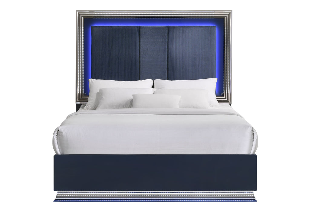 Avon Navy Blue Queen Bed Headboard With Led - AVON-NAVY BLUE-QB-HB W/ LED - Gate Furniture