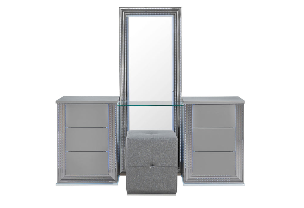 Ylime Smooth Silver Floor Mirror With Led - YLIME-SMOOTH SILVER-FLOOR MIRROR W/ LED - Gate Furniture