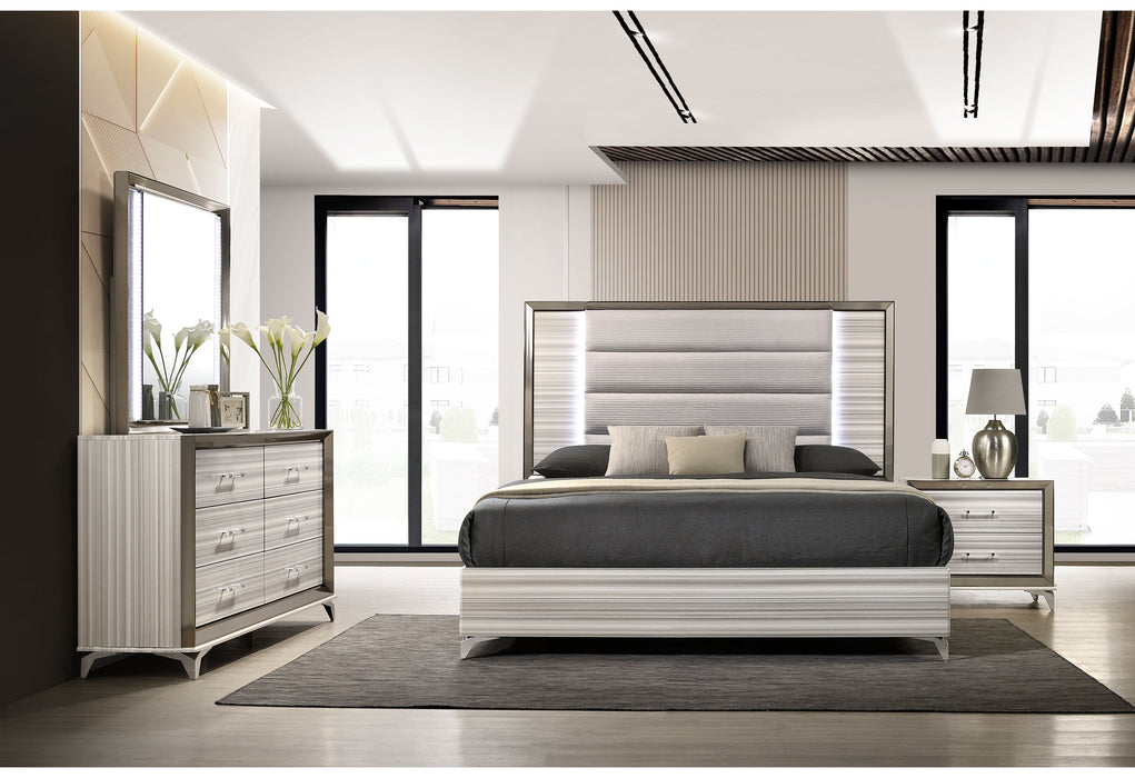 Zambrano White Queen Bed With Led - ZAMBRANO-WHITE-QB W/ LED - Gate Furniture