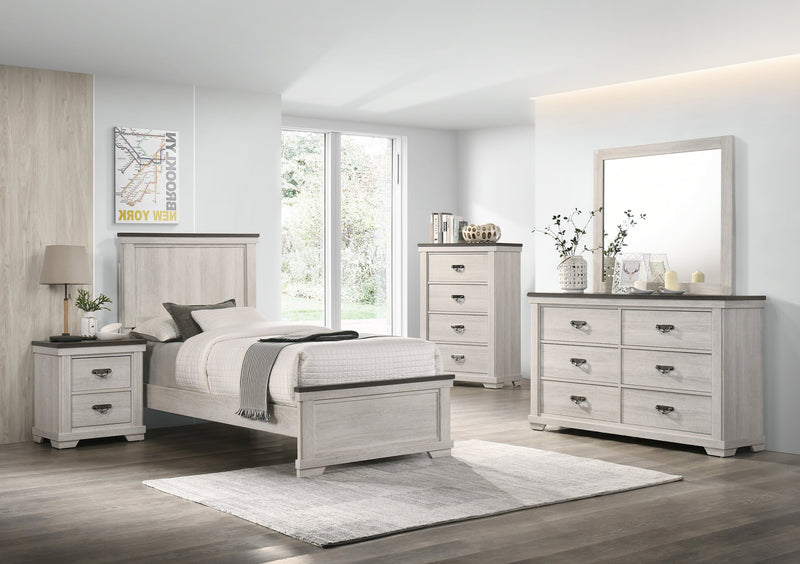 Leighton Cream/Brown Panel Youth Bedroom Set - Gate FurnitureYouth Bedroom Set