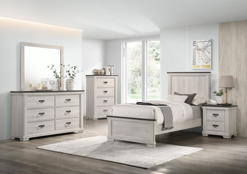 Leighton Cream/Brown Twin Panel Bed - Gate FurnitureTwin Bed