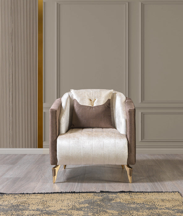 Leina Ivory-Coffee  Velvet Chair - LEINAIC-CHAIR