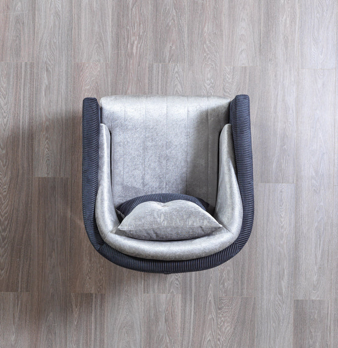 Leina Silver-Gray  Velvet Chair - LEINASG-C