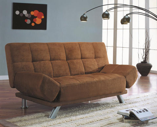 Leo Dark Brown Click - Clack Futon Sofa With Adjustable Arms - Gate FurnitureFuton