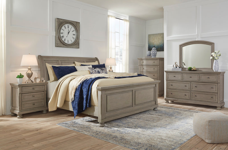 Lettner Light Gray Sleigh Platform Bedroom Set - Gate FurnitureBedroom Set