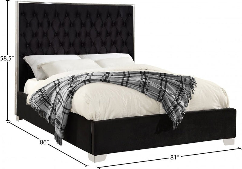 Lexi Velvet King Bed Black - Gate FurnitureKing Bed